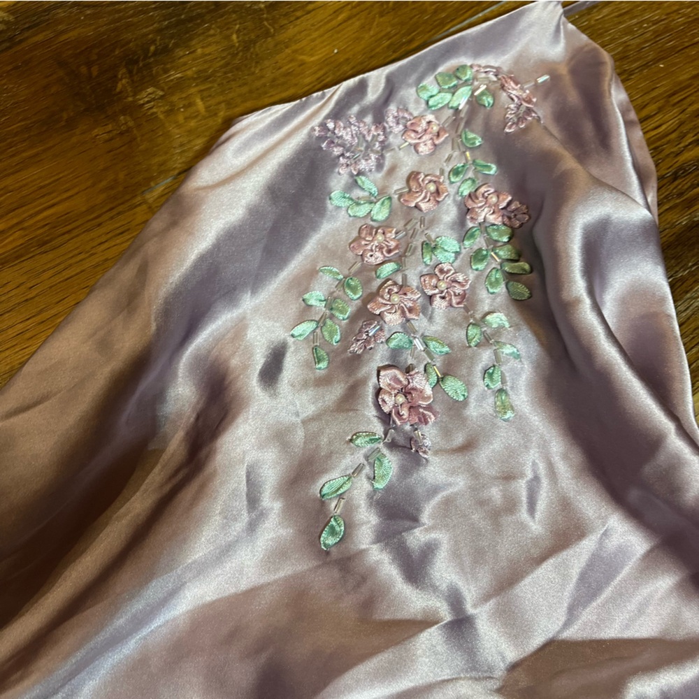 Vintage Y2K 100% Silk Beaded Dress Vintage Y2K Dress Fairy Cottage Prom Floral - Picture 7 of 11